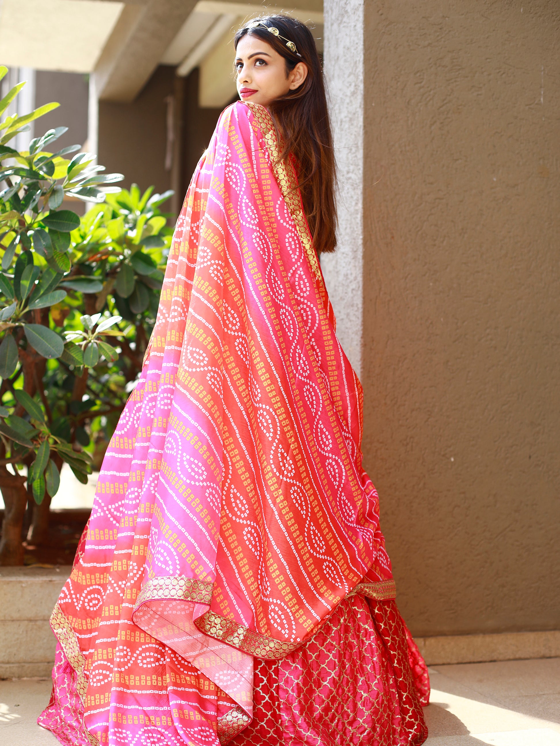 Fabulous Pink Embroidery Chinon Wedding Lehenga Choli With Dupatta