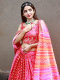 Fabulous Pink Embroidery Chinon Wedding Lehenga Choli With Dupatta