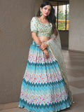 Attractive Multi Color Floral Printed Chinon Festival Wear Lehenga Choli