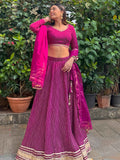 Precious Purple Leheriya Printed Georgette Festival Wear Lehenga Choli