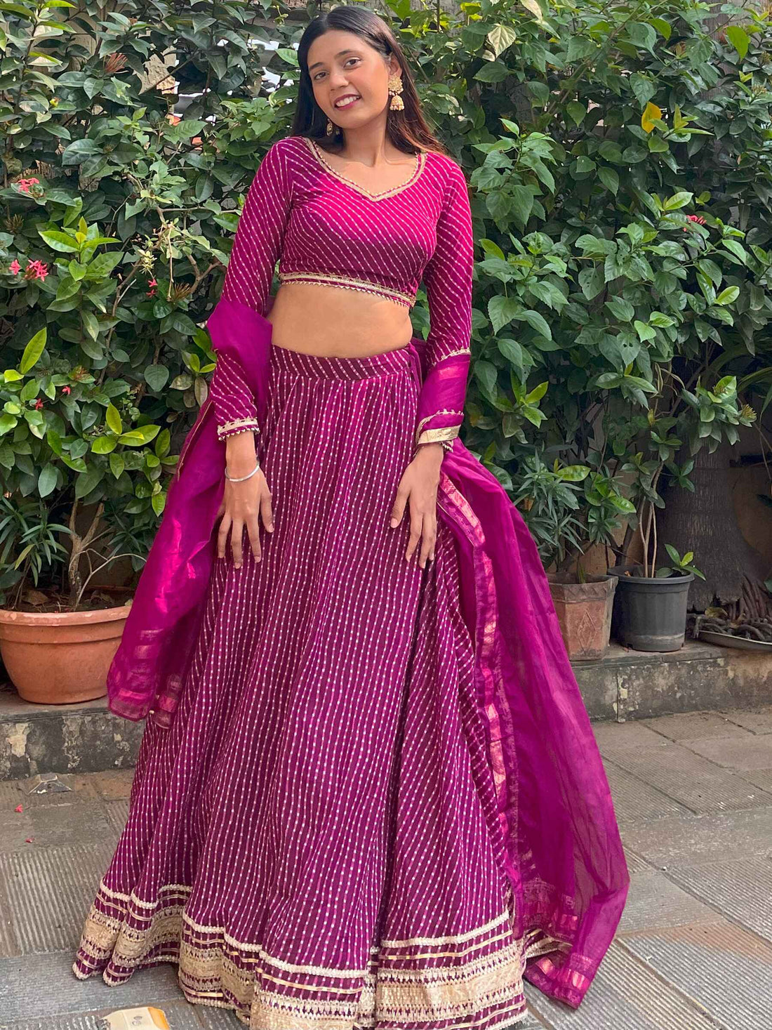 Precious Purple Leheriya Printed Georgette Festival Wear Lehenga Choli