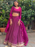 Precious Purple Leheriya Printed Georgette Festival Wear Lehenga Choli