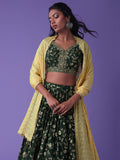 Precious Green Dori Embroidered Georgette Bridal Wear Lehenga Choli