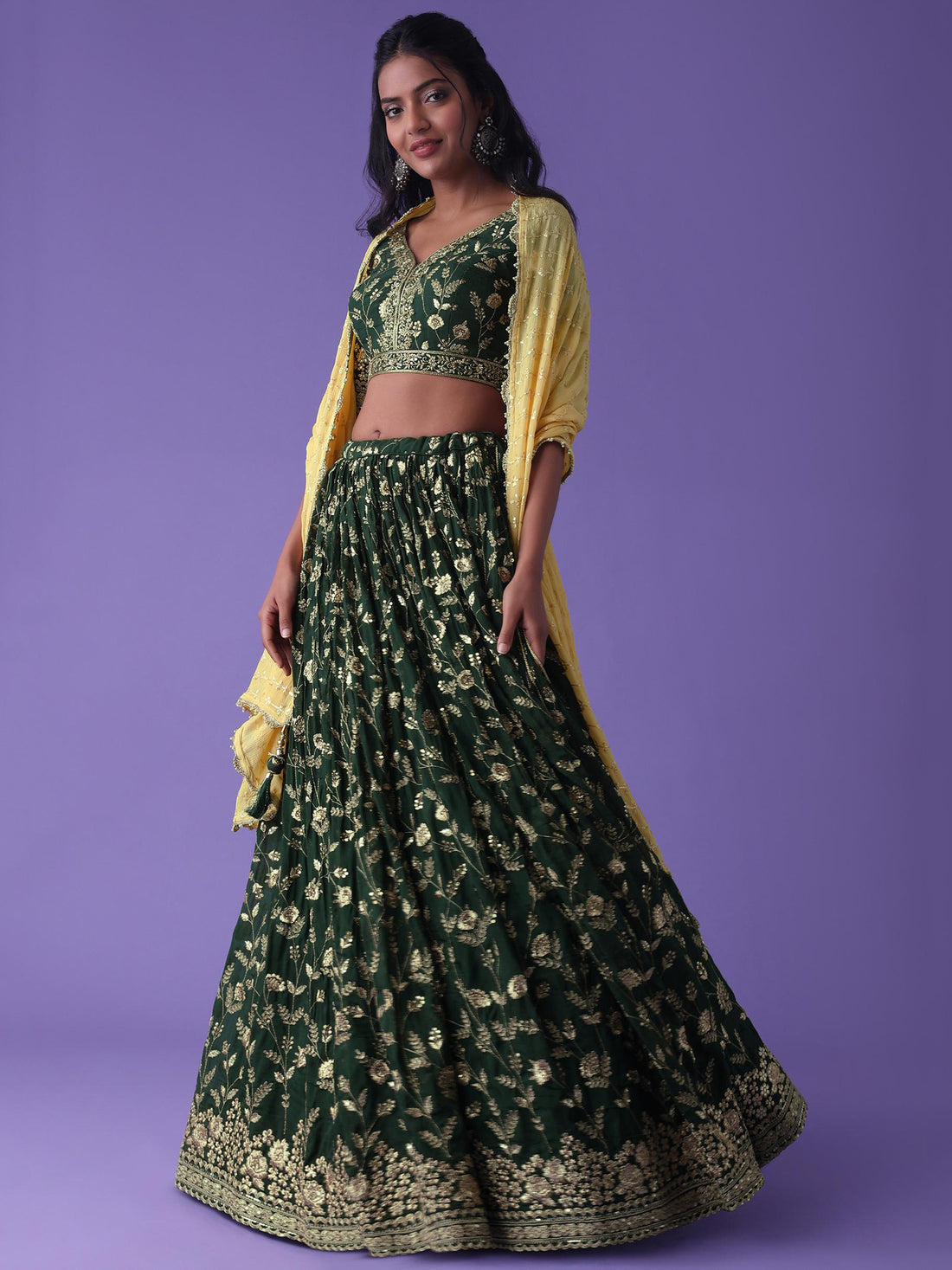 Precious Green Dori Embroidered Georgette Bridal Wear Lehenga Choli