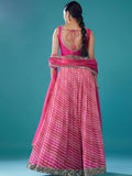 Great Pink Organza Reception Wear Lehenga With Mirror Work Choli