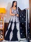 Tantalizing Black Thread Work Georgette Designer Lehenga Choli