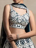 Captivating Dark Green Thread Work Georgette Lehenga Choli With Dupatta