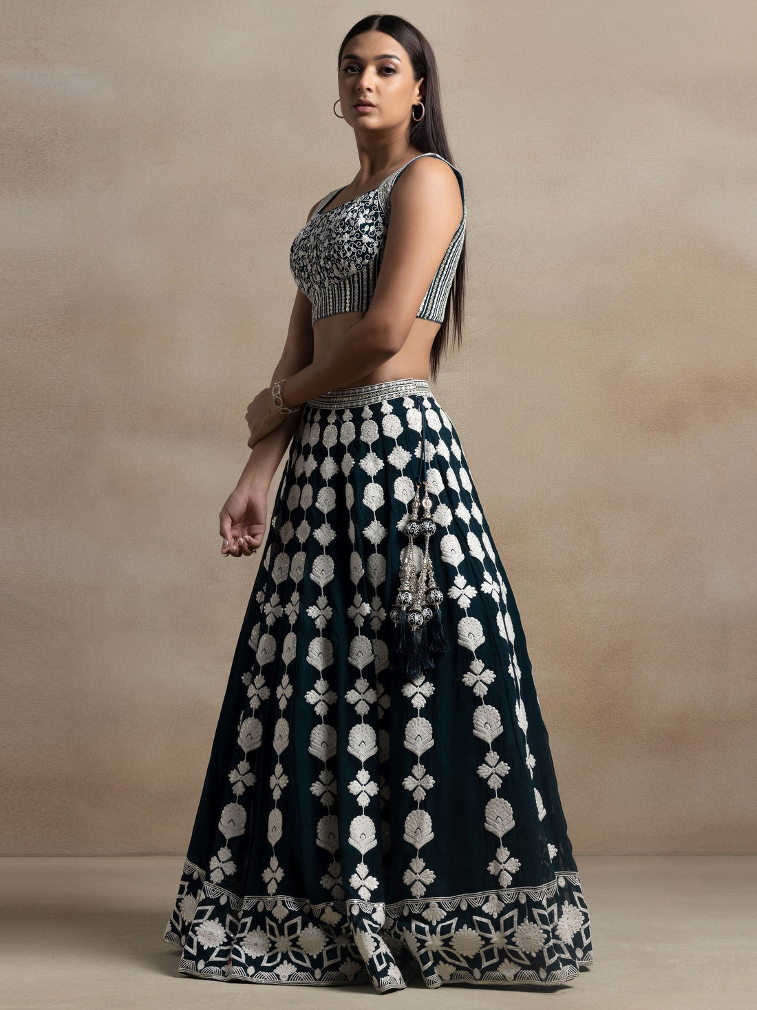 Gorgeous Green Thread Work Georgette Wedding Lehenga Choli With Dupatta