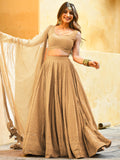Precious Beige Thread Embroidered Georgette Festive Wear Lehenga Choli