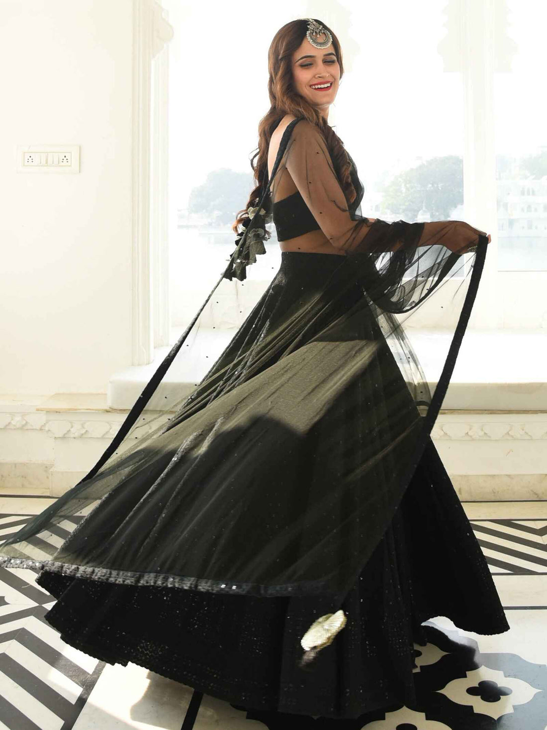 Lovely Black Sequins Georgette Party Wear Lehenga Choli