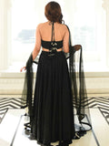 Lovely Black Sequins Georgette Party Wear Lehenga Choli