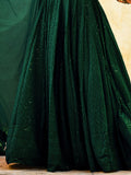 Beautiful Bottle Green Sequins Georgette Party Wear Lehenga Choli With dupatta