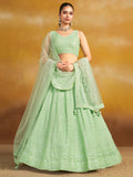 Amazing Mint Green Thread Work Georgette Event Wear Lehenga Choli