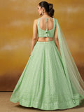 Amazing Mint Green Thread Work Georgette Event Wear Lehenga Choli