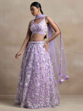 Surprising Lavender Sequins Net Reception Wear Lehenga Choli