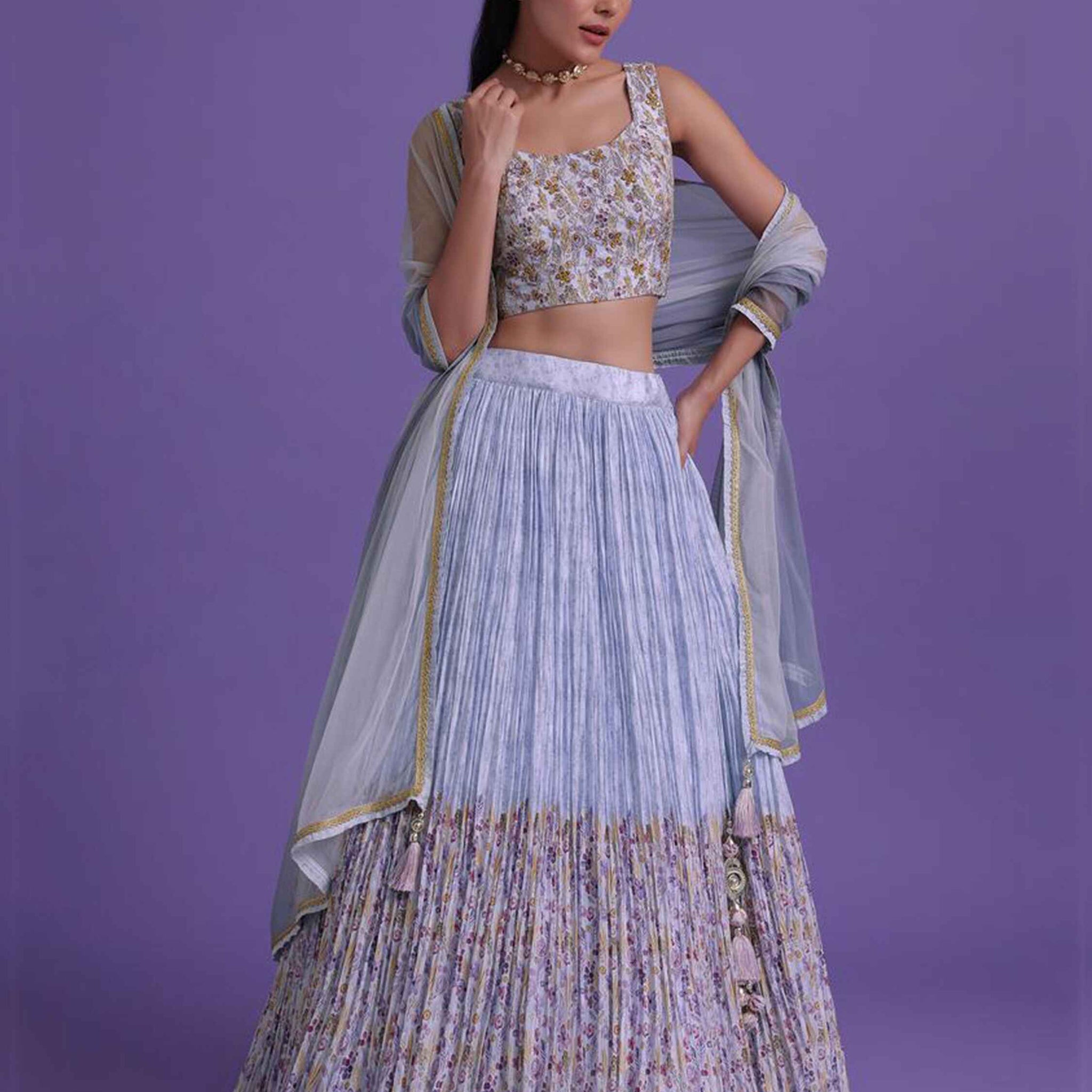 Wonderful Blue Sequins Net Engagement Wear Lehenga Choli