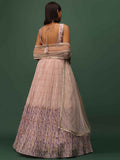 Enjoyable Peach Floral Printed Georgette Wedding Wear Lehenga Choli