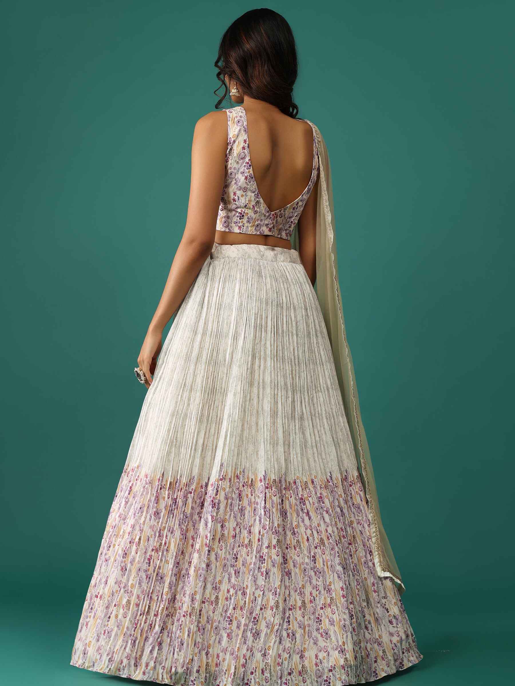 Lovely Off-White Floral Printed Georgette Festival Wear Lehenga Choli