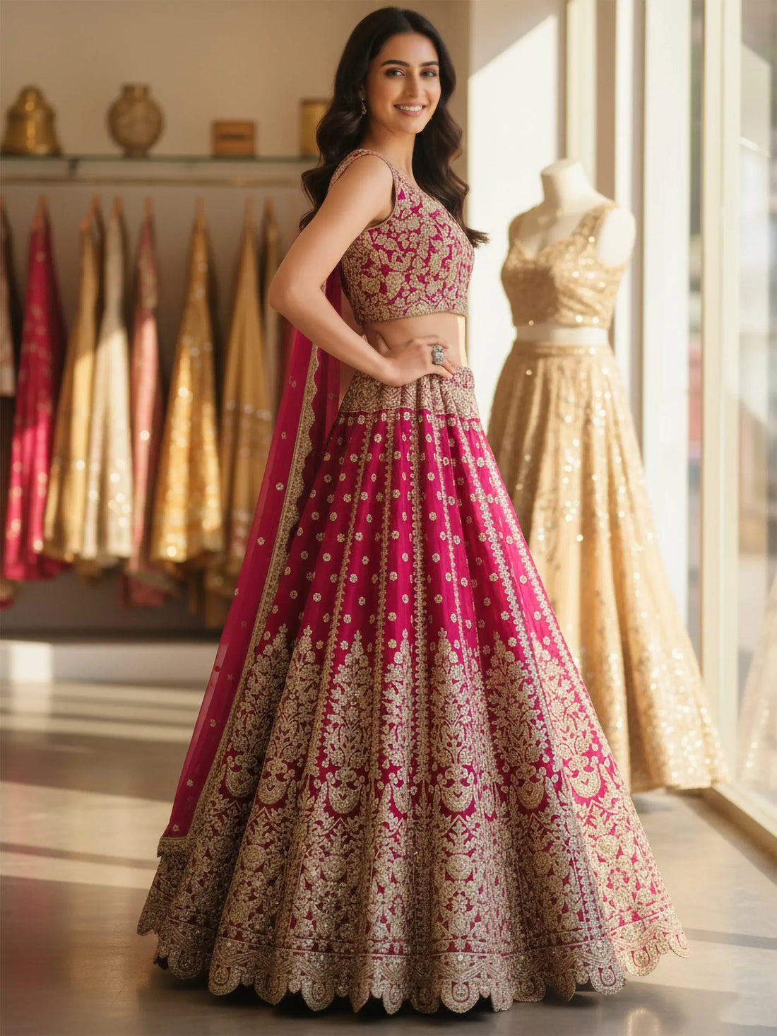 Pretty Pink Embroidered Net Evening Wear Lehenga With Blouse