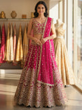 Pretty Pink Embroidered Net Evening Wear Lehenga With Blouse