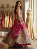 Pretty Pink Embroidered Net Evening Wear Lehenga With Blouse