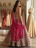 Pretty Pink Embroidered Net Evening Wear Lehenga With Blouse