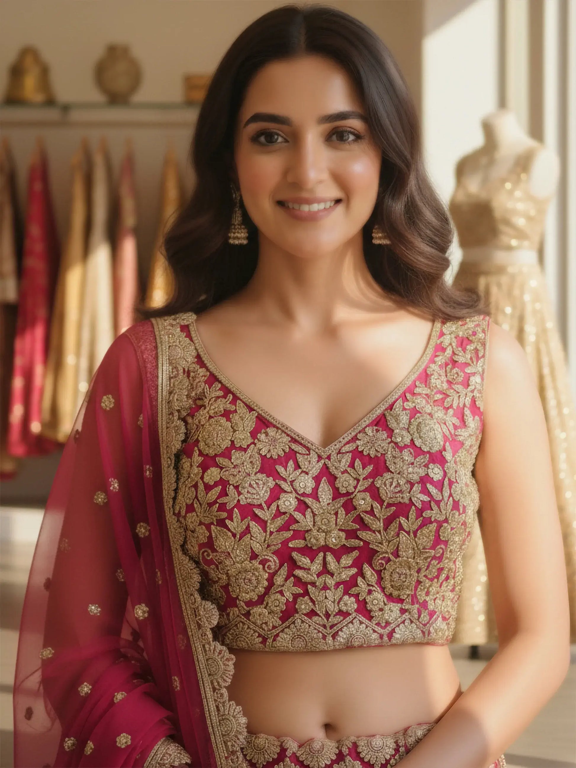 Pretty Pink Embroidered Net Evening Wear Lehenga With Blouse