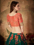 Beautiful Green Floral Digital Printed Organza Lehenga Choli