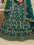 Astonishing Green Sequins Work Slub Silk Party Wear Lehenga Choli With Dupatta
