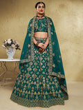 Astonishing Green Sequins Work Slub Silk Party Wear Lehenga Choli With Dupatta