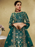 Astonishing Green Sequins Work Slub Silk Party Wear Lehenga Choli With Dupatta