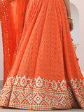 Stunning Orange Zari Embroidered Wedding Lehenga Choli With Dupatta