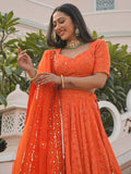 Stunning Orange Zari Embroidered Wedding Lehenga Choli With Dupatta