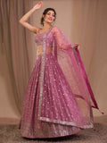 Attractive Pink Sequins Georgette Engagement Wear Lehenga Choli