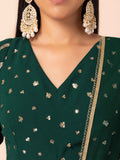 Alluring Green Embroidered Georgette Mehendi Wear Lehenga Choli