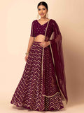 Delightful Maroon Zari Embroidered Georgette Wedding Lehenga Choli