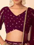 Delightful Maroon Zari Embroidered Georgette Wedding Lehenga Choli