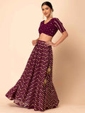 Delightful Maroon Zari Embroidered Georgette Wedding Lehenga Choli
