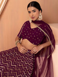 Delightful Maroon Zari Embroidered Georgette Wedding Lehenga Choli