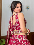 Exceptional Maroon Zari Embroidery Silk Wedding Wear Lehenga Choli