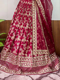 Exceptional Maroon Zari Embroidery Silk Wedding Wear Lehenga Choli