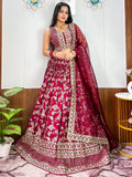 Exceptional Maroon Zari Embroidery Silk Wedding Wear Lehenga Choli