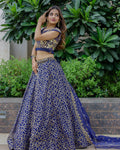 Beautiful Navy Blue Sequins Net Wedding Lehenga Choli With Dupatta