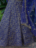 Beautiful Navy Blue Sequins Net Wedding Lehenga Choli With Dupatta