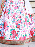 Mesmerizing Off White Floral Printed Art Silk Sangeet Wear Lehenga Choli