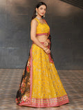 Awesome Yellow Sequins Georgette Haldi Wear Lehenga Choli