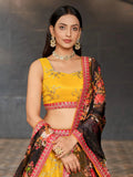 Awesome Yellow Sequins Georgette Haldi Wear Lehenga Choli