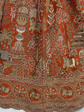 Tremendous Rust Orange Zari Work Silk Bridal Lehenga Choli With Double Dupatta