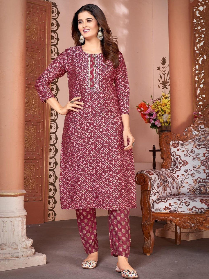 Beautiful Maroon Digital Printed Rayon Festive Wear Pant Suit