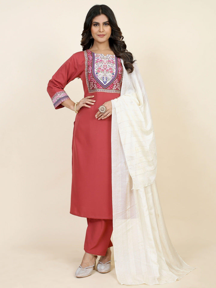 Lovely Red Digital Printed Crepe Festive Wear Pant Suit With Dupatta
